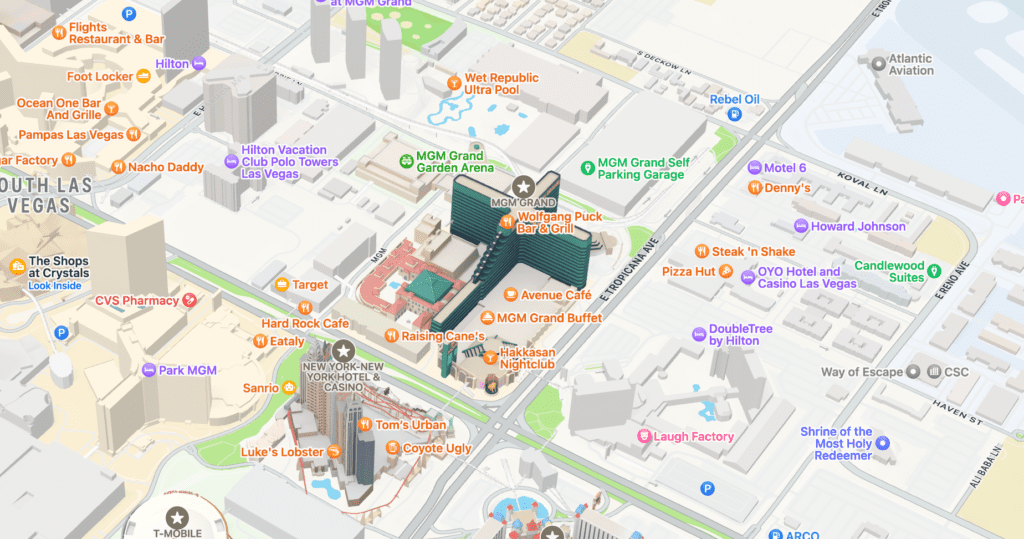Map of MGM Grand in Las Vegas, NV